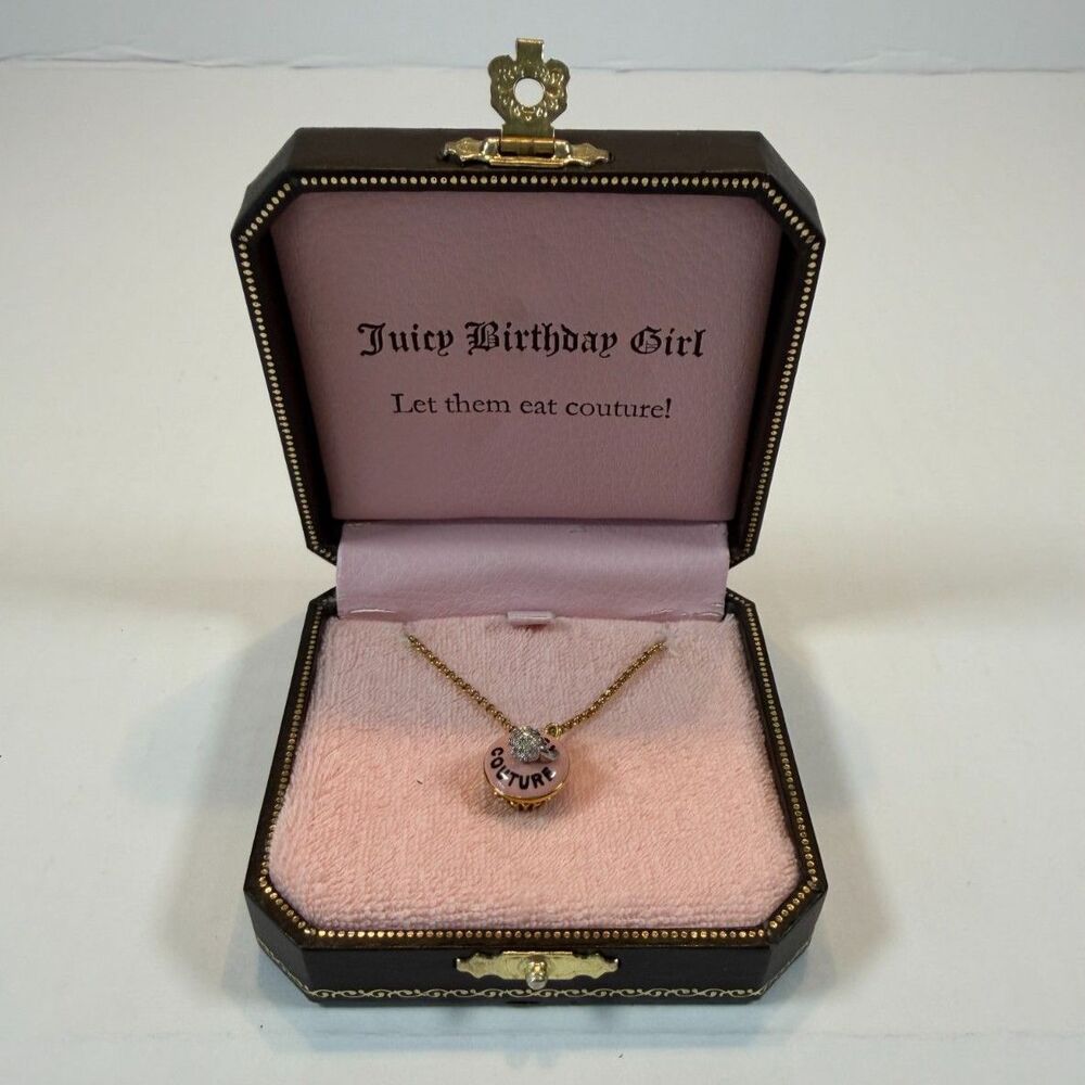 Vintage Juicy Couture Y2K  Pink Birthday Cupcake Charm Necklace Coquette Boxed